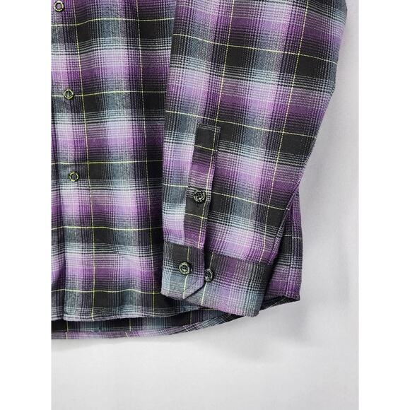 Dixxon Flannel Shirt Mens Medium Purple Plaid LS Ballistic 97 BJ Baldwin Punk - Picture 4 of 15